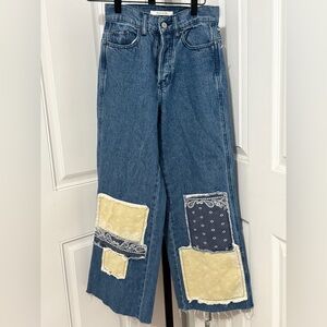 PacSun Baggy Jean Button Fly Patchwork Jeans 22” waist